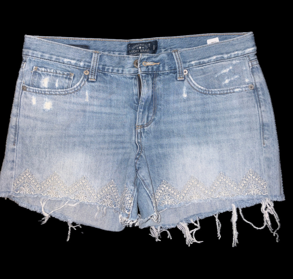 Used Lucky Brand Embroidered Jean Shorts